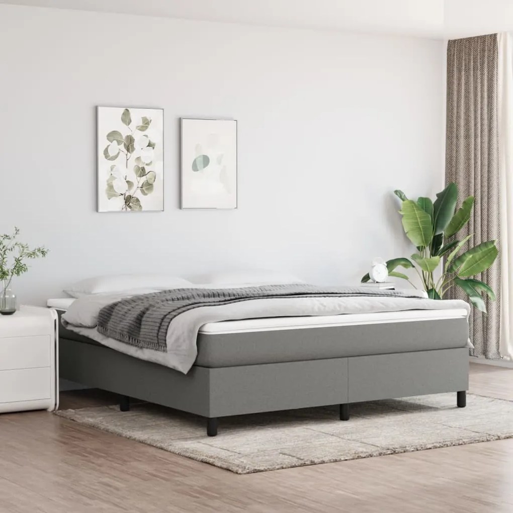 Κρεβάτι Boxspring με Στρώμα Σκούρο Γκρι 160x200 εκ Υφασμάτινο - Γκρι