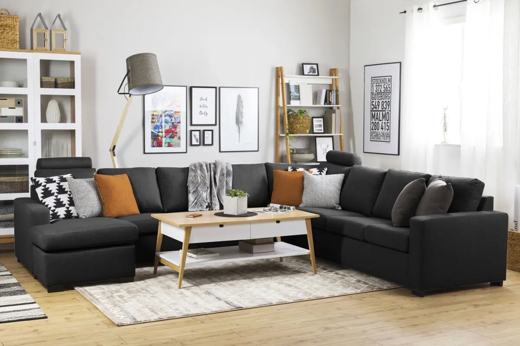 Γωνιακός Καναπές Scandinavian Choice C137, Γκρι, 344x285x80cm