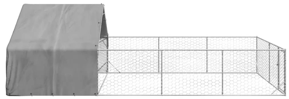 vidaXL Κλουβί Σκύλου Εξωτερ. Χώρου με τρεχάλα 7x3x1,9μ. Γαλβαν. Ατσάλι