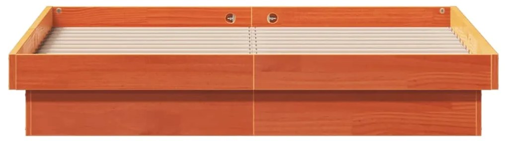 vidaXL Πλαίσιο Κρεβατιού LED Καφέ Κεριού 140x190 εκ. Μασίφ Ξύλο Πεύκου