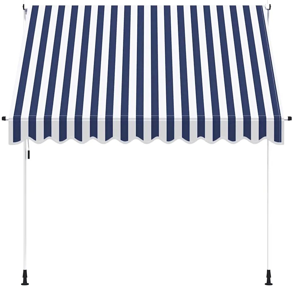 vidaXL Τέντα Συρόμενη Χειροκίνητη Μπλε με Λευκές Ρίγες 250 εκ.