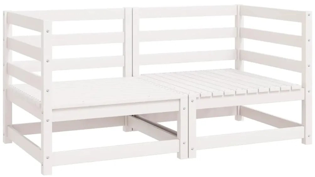 vidaXL Καναπέδες Κήπου Γωνιακοί 2 τεμ. Λευκοί από Μασίφ Ξύλο Πεύκου