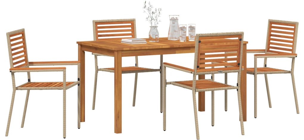 vidaXL Σετ Τραπεζαρίας Κήπου 5 pcs Μπεζ 140 x 80 x 74 cm Ξύλο, Μέταλλο