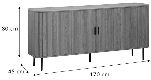 Μπουφές Scandi pakoworld MDF φυσικό με μεταλλικά μαύρα πόδια 170x45x80εκ