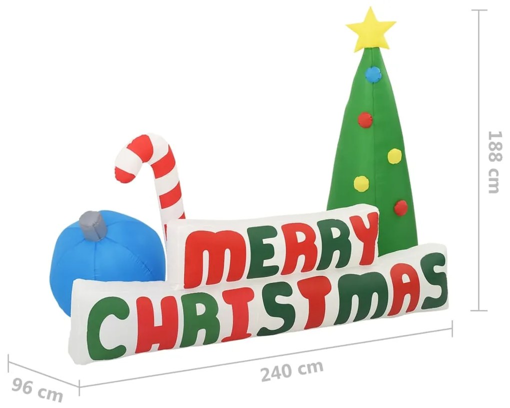 vidaXL Φουσκωτό Δέντρο/Διακοσμητικό «Merry Christmas» LED 240x188 εκ.