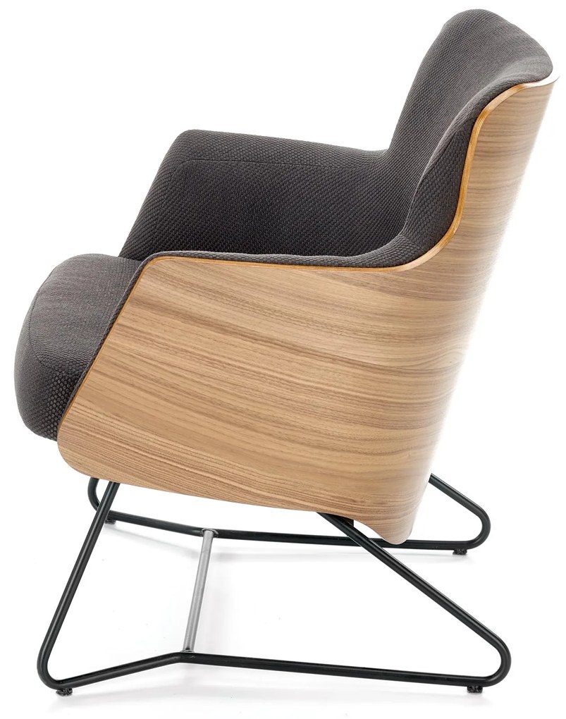 CHILLOUT leisure armchair dark grey / american walnut, legs - black DIOMMI V-PL-CHILLOUT-FOT-C.POPIEL/ORZECH AM.