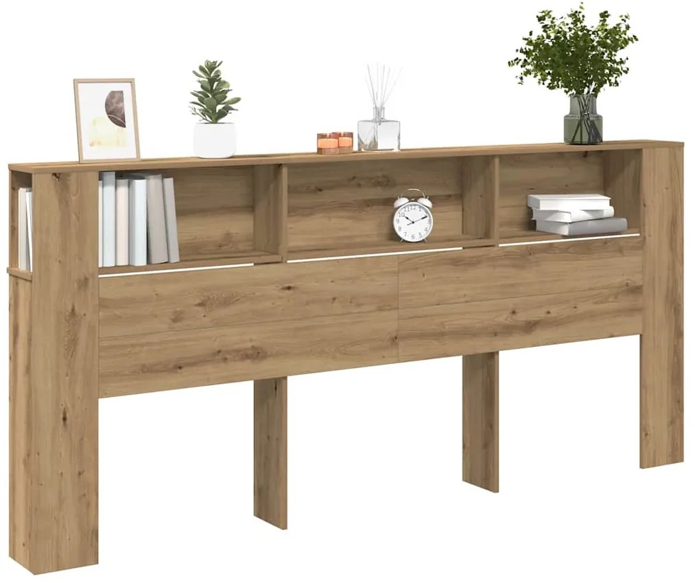 vidaXL Κρεβάτι με Κεφαλάρι με ράφι Artisan Oak 220 x 18,5 x 102,5 εκ.