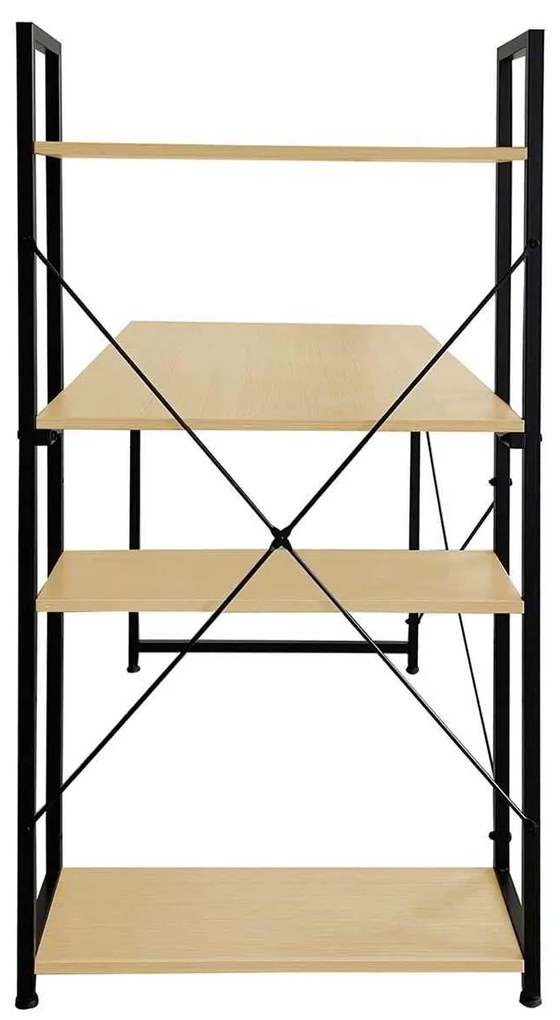ΓΡΑΦΕΙΟ Η/Υ με 4 Ράφια Μέταλλο Βαφή Μαύρο- Melamine Beech 120x60x75/122cm