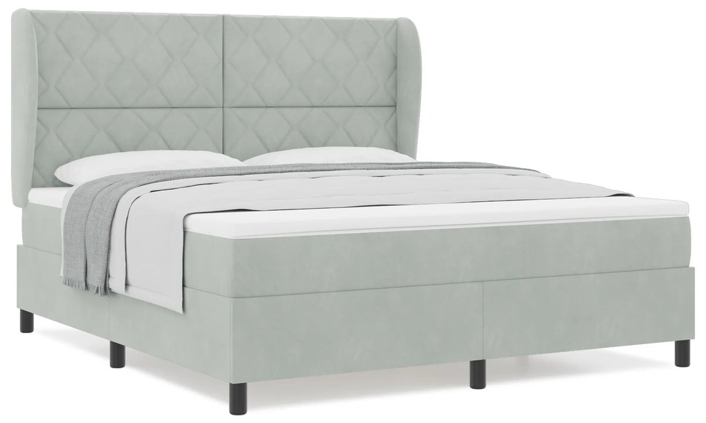 vidaXL Κρεβάτι Box Spring με στρώμα Ανοιχτό Γκρι 180x200 εκ Βελούδο