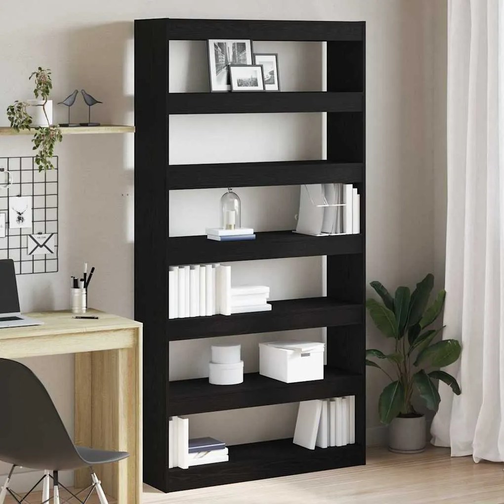vidaXL Βιβλιοθήκη Μαύρο 100 x 30 x 198 εκ. Επεξεργασμένο ξύλο
