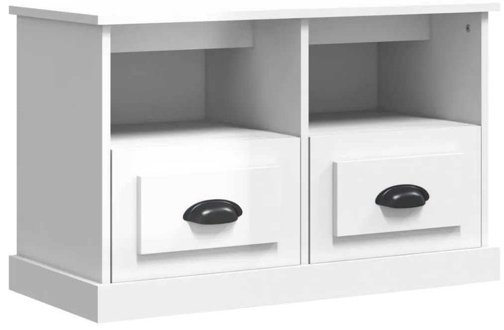 vidaXL Έπιπλο Τηλεόρασης Γυαλ. Λευκό 80x35x50 εκ. Επεξεργασμένο Ξύλο