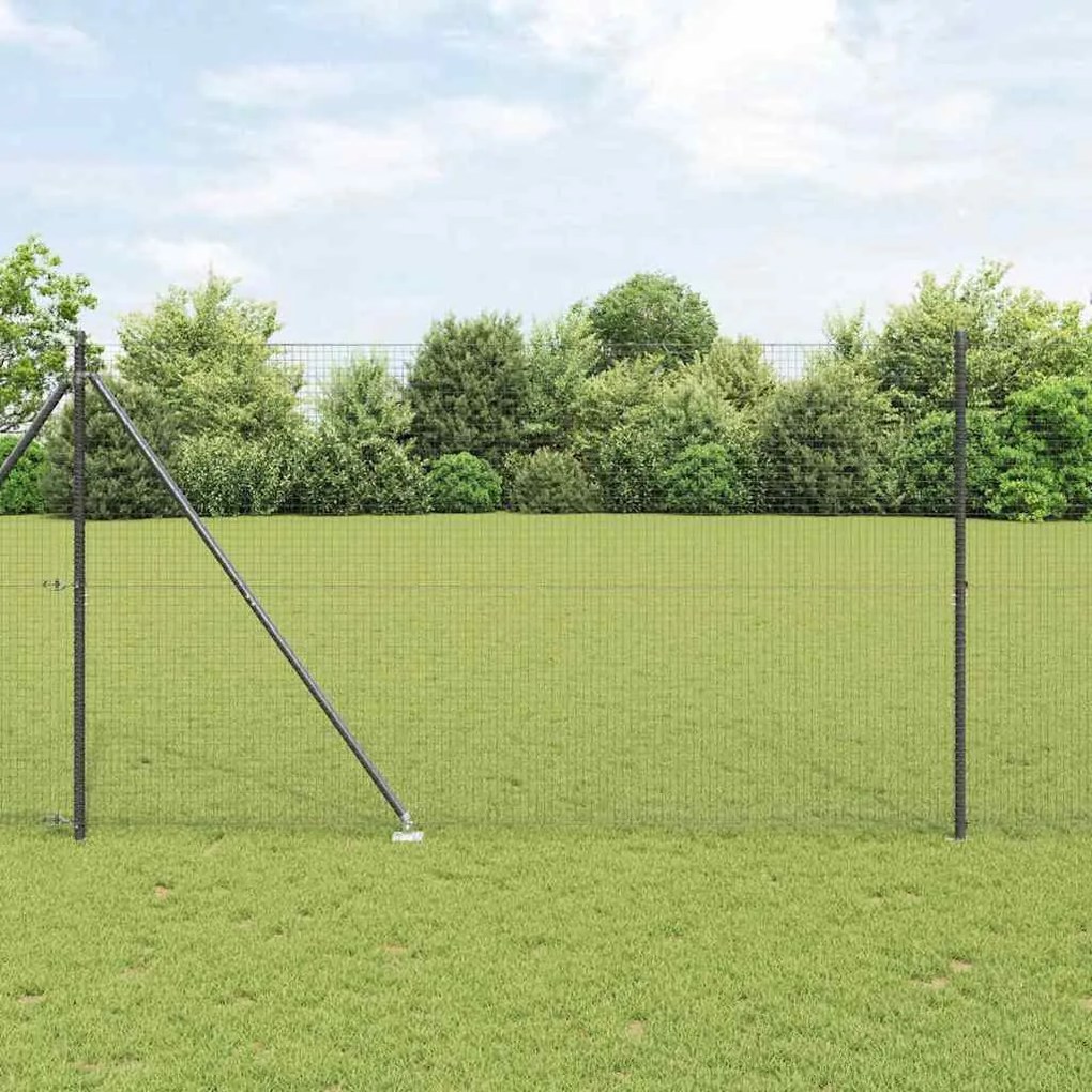 vidaXL Φράχτης με Στήλες. Γκρι 1.5 x 25 m Ατσάλι