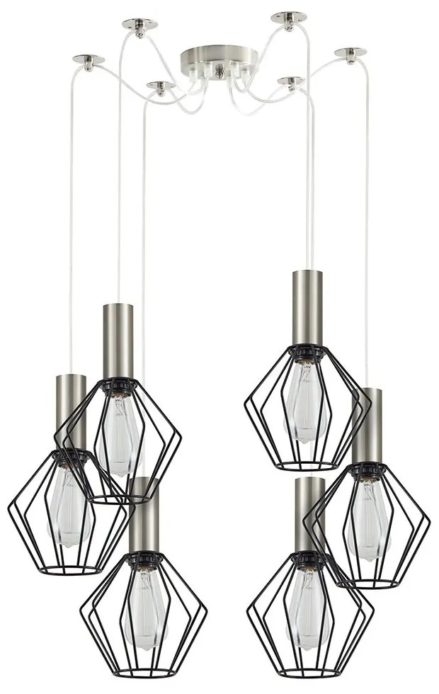 Φωτιστικό Οροφής Adept Tube 77-8436 65x65x300cm 6xE27 60W Nickel-Black Homelighting