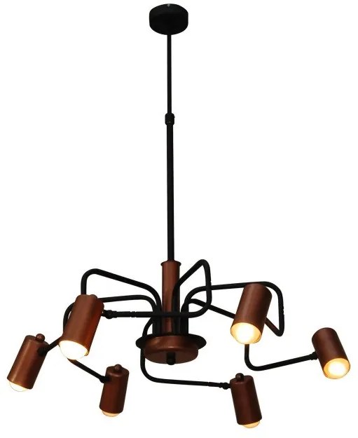 Κρεμαστό Φωτιστικό Οροφής 6xE27 G95 LED Περιστρεφόμενοι Βραχίονες Hannah Homelighting-77-3782-Μαύρο 77-3782