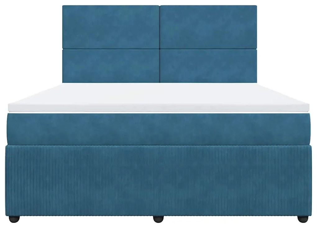 vidaXL Κρεβάτι Boxspring με Στρώμα Μπλε 180x200 εκ. Βελούδινο