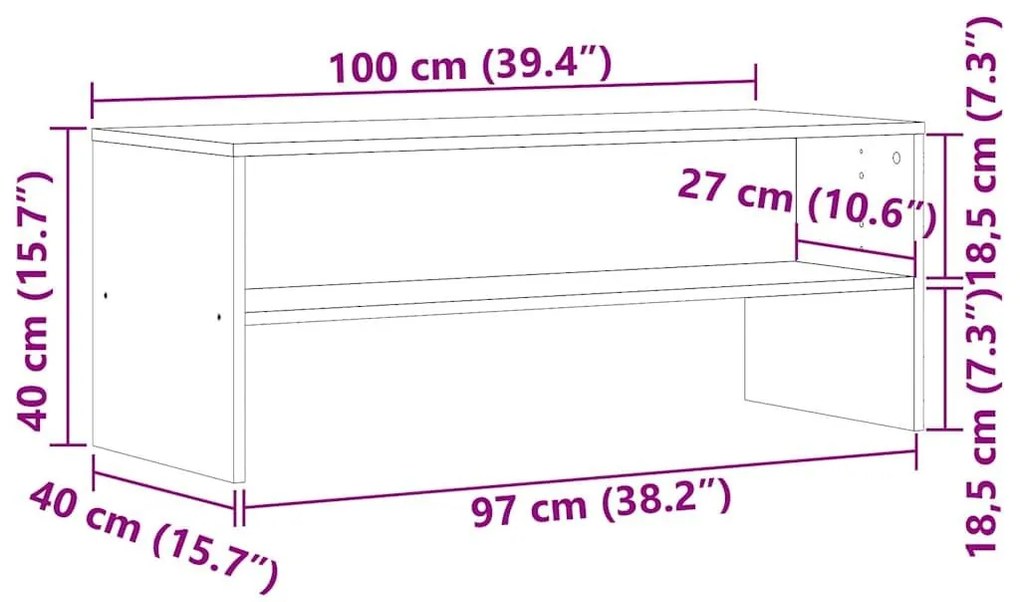 Έπιπλο Τηλεόρασης Αρτισιανή Δρυς 100x40x40 εκ από Επεξεργ. Ξύλο - Καφέ