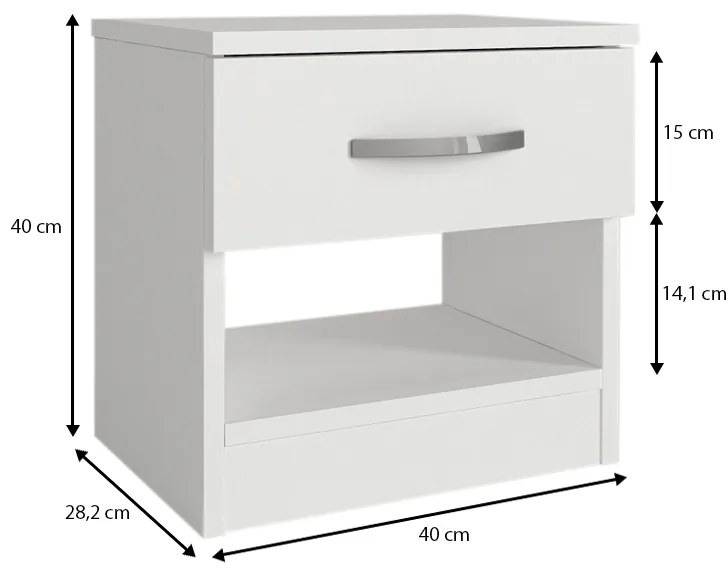 Κομοδίνο Lube Megapap χρώμα λευκό 40x28,2x40εκ.