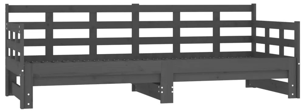 vidaXL Καναπές Κρεβάτι Συρόμενος Γκρι 2x(90x190) εκ. Μασίφ Ξύλο Πεύκου