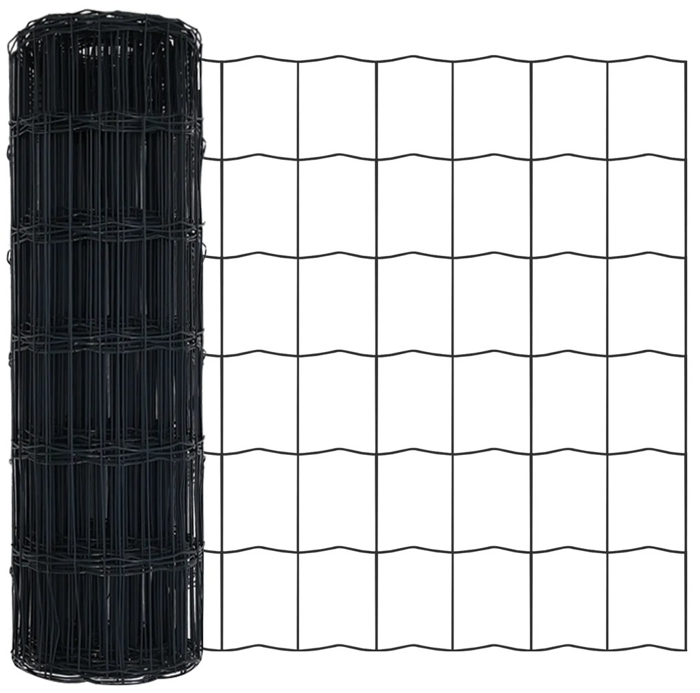 vidaXL Euro Fence με 7 Σταθερές Βίδες 0.6x10 μ Γαλβανισμένος Χάλυβας Γκρι