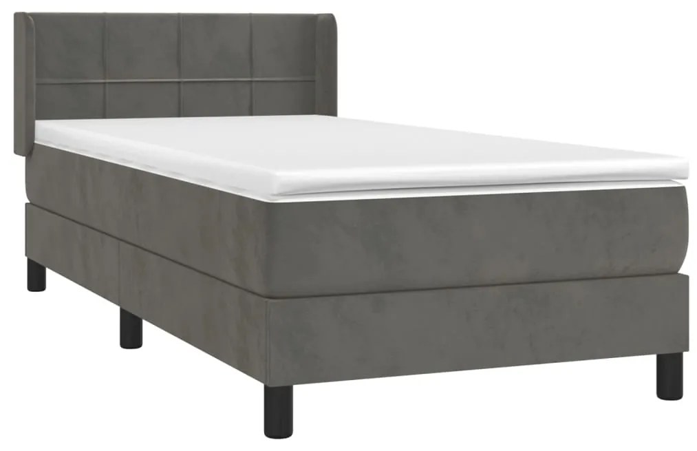 ΚΡΕΒΑΤΙ BOXSPRING ΜΕ ΣΤΡΩΜΑ ΣΚΟΥΡΟ ΓΚΡΙ 90X190 ΕΚ. ΒΕΛΟΥΔΙΝΟ 3130932