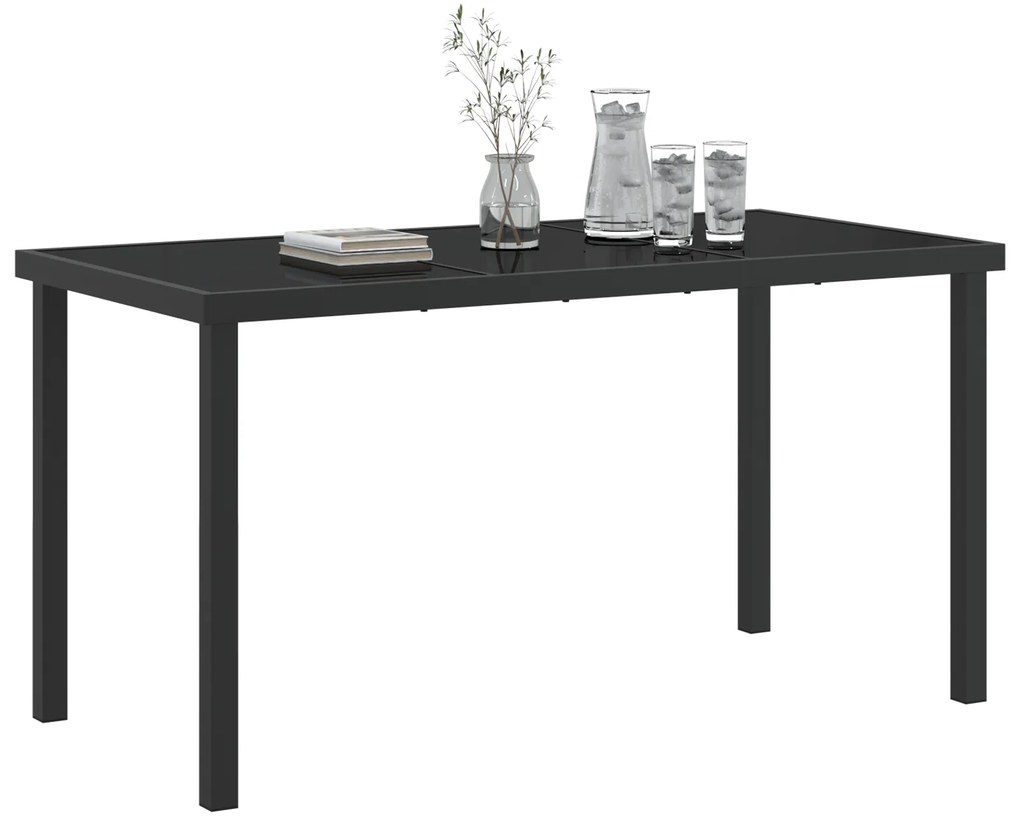 vidaXL Τραπέζι Κήπου Μαύρο 140 x 80 x 73 εκ Μασίφ ξύλο teak
