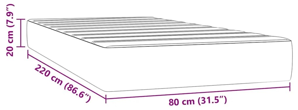vidaXL Στρώμα με Pocket Springs Μαύρο 80x220x20 εκ. Βελούδινο
