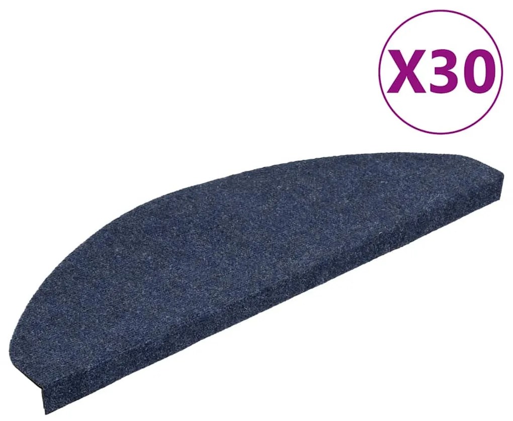 vidaXL Πατάκια Σκάλας Αυτοκόλλητα 30 τεμ. Μπλε 65x22,5x3,5 εκ.