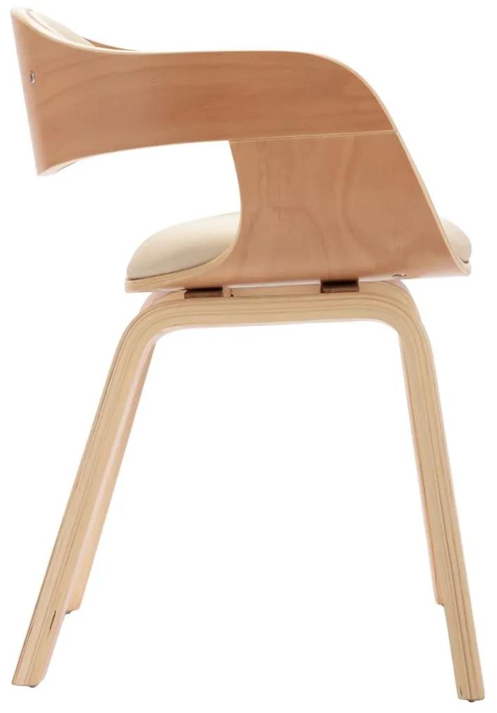 Καρέκλες Τραπεζαρίας 2 τεμ. Λυγισμένο Ξύλο / Συνθετικό Δέρμα - Κρεμ