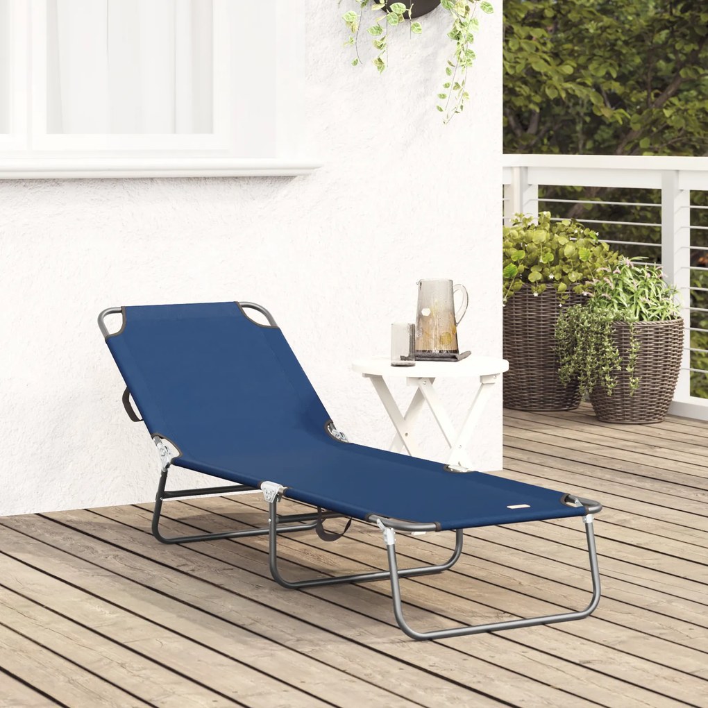vidaXL Πτυσσόμενη ξαπλώστρα 1-πρόσωπο Μπλε 56 x 189 x 87 εκ. ύφασμα