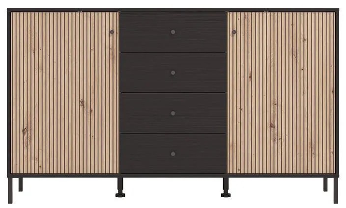 Κομότα - Μπουφές Correze 3K4F Μαύρο Δρύς -Artisan Oak 157x40x93 εκ. 157x40x93 εκ.