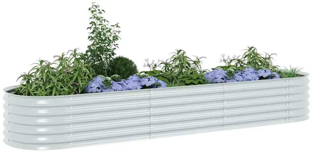 vidaXL Ζαρντινιέρα Υπερυψωμένη Ασημί 320x80x44 εκ. Γαλβανισμ. Χάλυβας