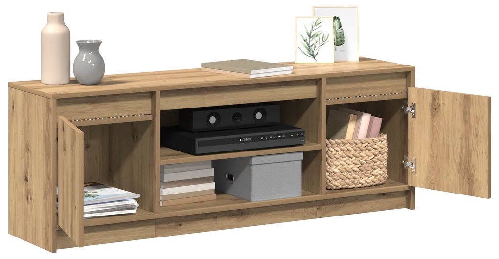 vidaXL Κονσόλα TV με LED Artisan Oak 139.5x34x50 cm Επεξεργασμένου Ξύλου