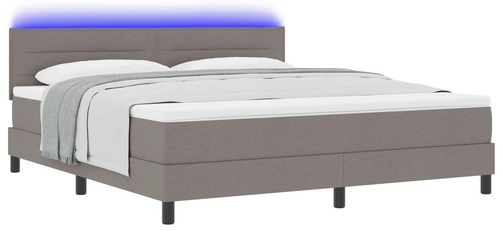 vidaXL Κρεβάτι Box Spring με στρώμα & LED Ταμπά 180x200 εκ Υφασμάτινο