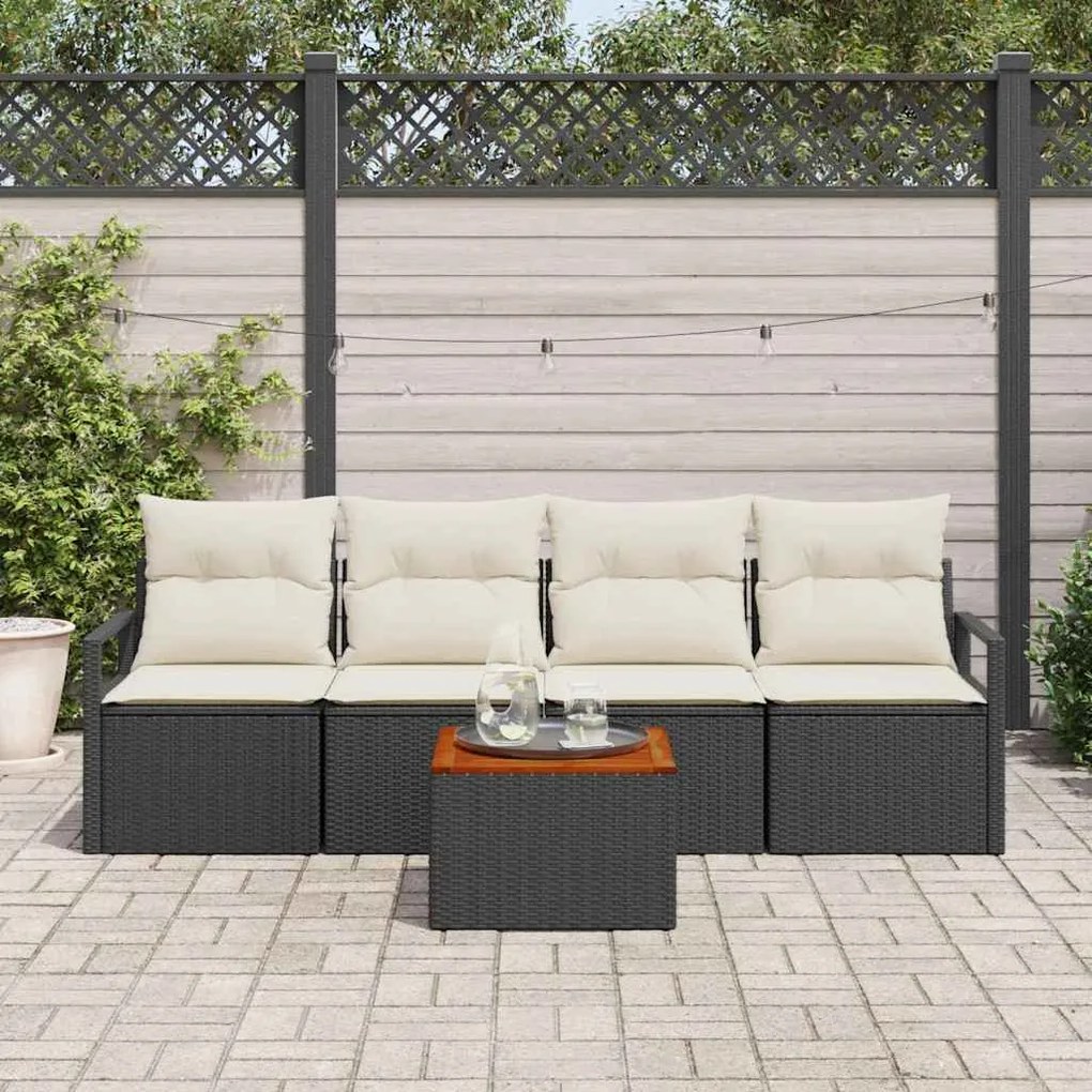 vidaXL Σετ Καναπέ Κήπου 5 pcs Μαύρος, λευκός