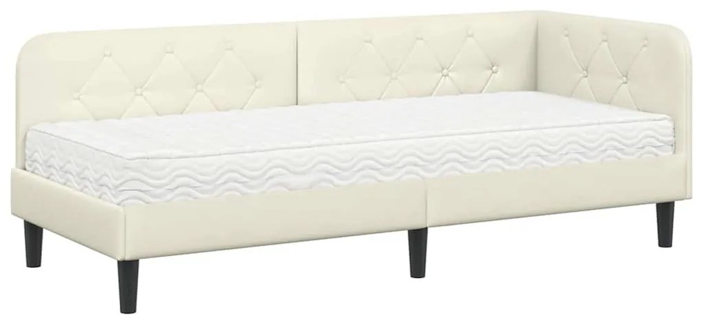 vidaXL Κρεβάτι Γωνίας με στρώμα με κεφαλάρι Κρεμ 80 x 200 cm Βελούδο