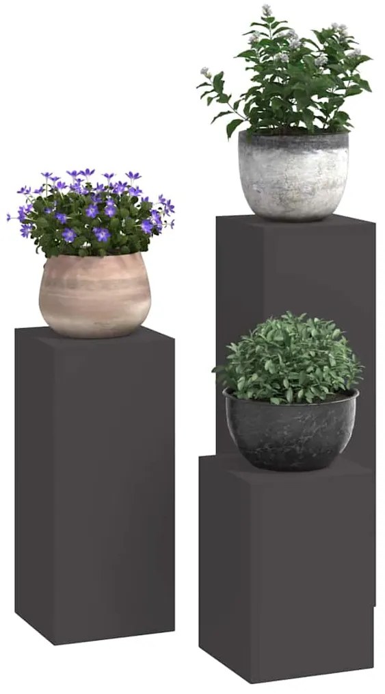 vidaXL Στήριξη φυτών 3 pcs Μαύρο 24 x 24 x 75 εκ. Ατσάλι