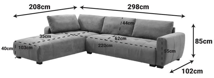 Kαναπές δεξιά γωνία Gianco ύφασμα σε μέντα απόχρωση 298x208x85εκ 298x208x85 εκ.