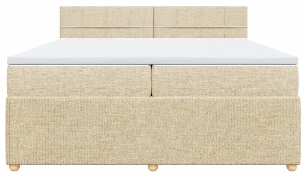 vidaXL Κρεβάτι Boxspring με Στρώμα Κρεμ 200x200 εκ. Υφασμάτινο