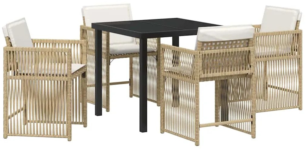 vidaXL Σέτ φαγητού για κήπο 5 pcs Μπεζ συνθετικό ρατάν