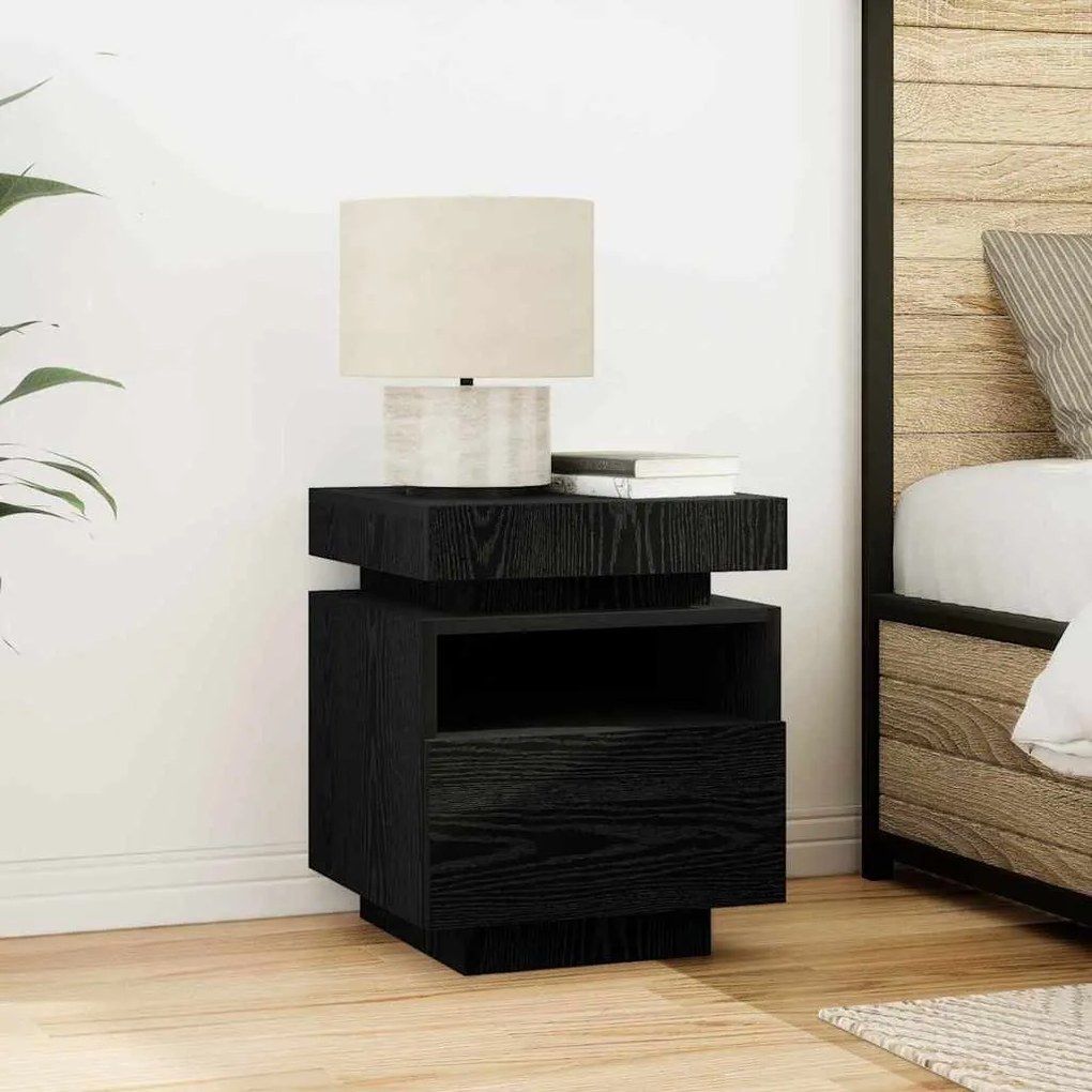 vidaXL Κομοδίνο Μαύρη δρυς 40 x 39 x 48.5 εκ. Επεξεργασμένο ξύλο