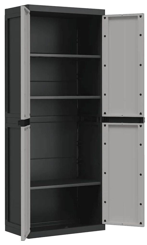 vidaXL Ντουλάπι Αποθ. Εξ. Χώρου Γκρι/Μαύρο 65x37x165εκ. Πολυπροπυλένιο