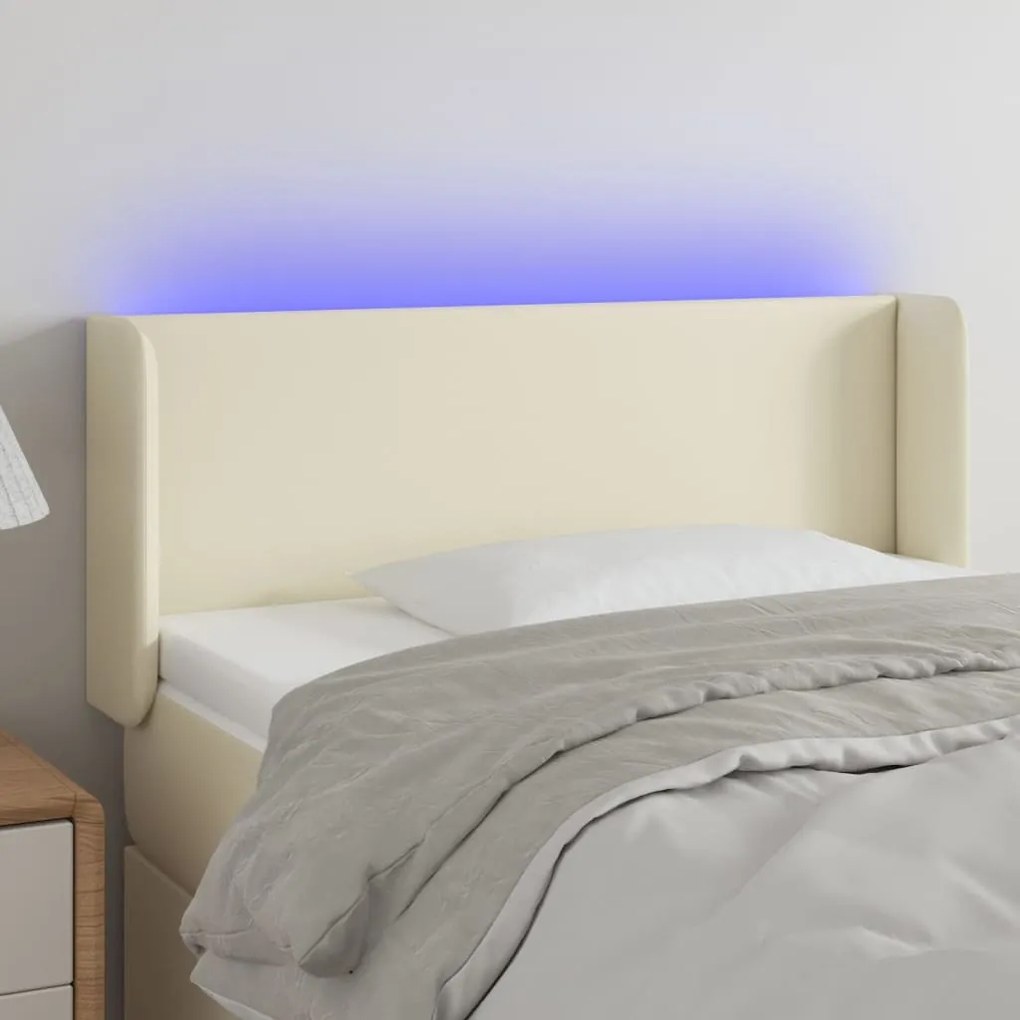 vidaXL Κεφαλάρι Κρεβατιού LED Κρεμ 83x16x78/88 εκ. Συνθετ. Δέρμα