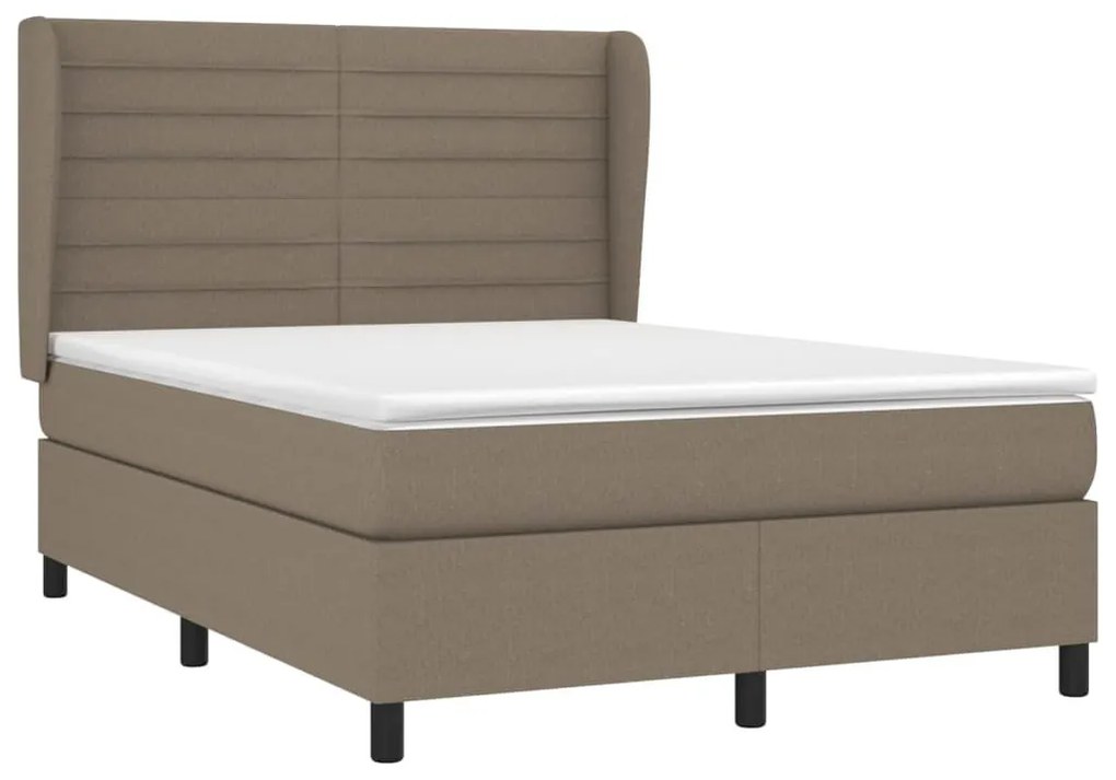 Κρεβάτι Boxspring με Στρώμα Taupe 140x190 εκ. Υφασμάτινο - Μπεζ-Γκρι