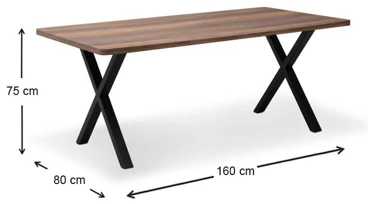 Τραπέζι Jeremy Megapap Mdf - μεταλλικό χρώμα καρυδί 160x80x75εκ.