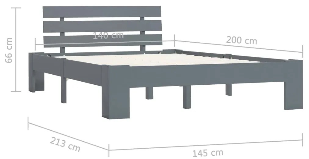 ΠΛΑΙΣΙΟ ΚΡΕΒΑΤΙΟΥ ΓΚΡΙ 140 X 200 ΕΚ. ΑΠΟ ΜΑΣΙΦ ΞΥΛΟ ΠΕΥΚΟΥ 283169