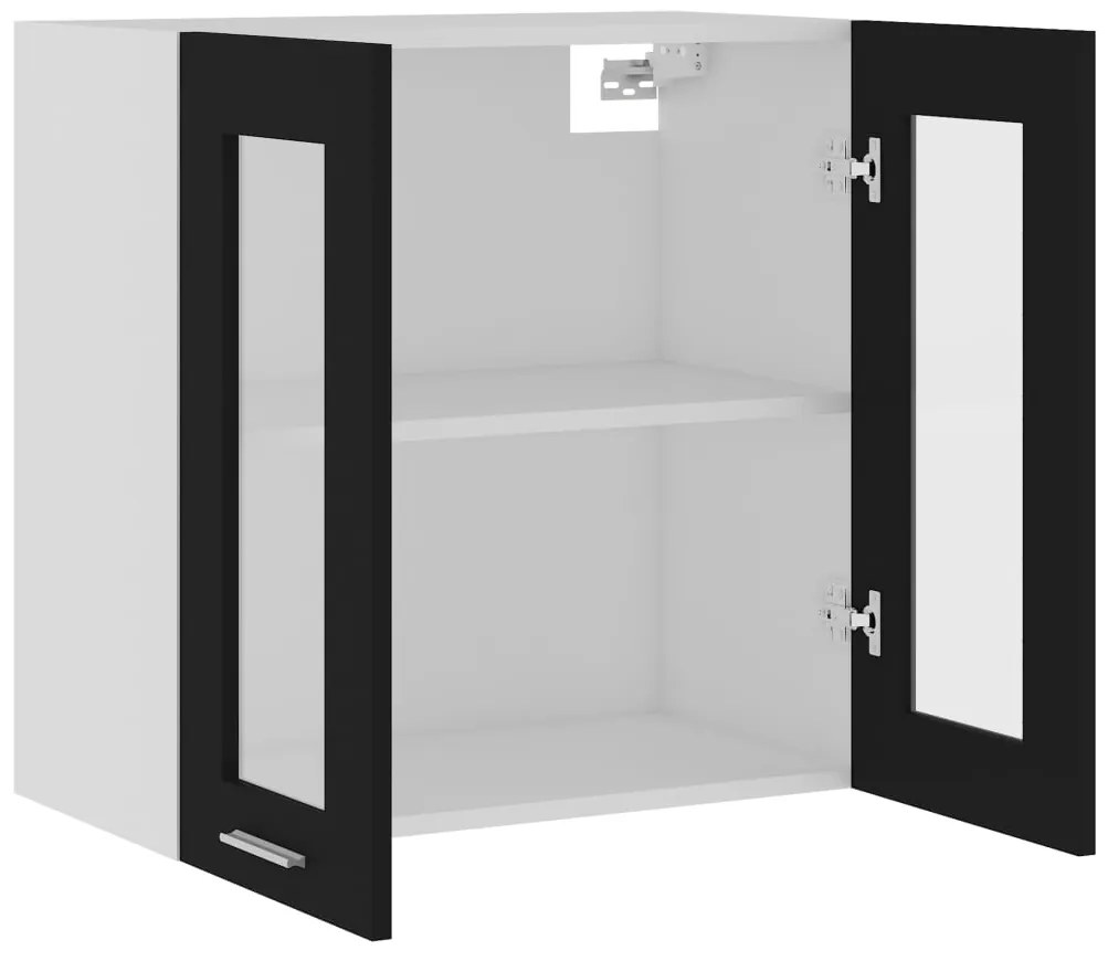 vidaXL Κρεμαστό Γυάλινο Ντουλάπι &quot;Lyon&quot; Μαύρο 60x31x60 εκ. από Τεχνητό Ξύλο