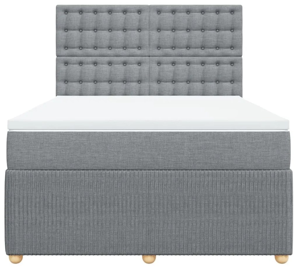 Κρεβάτι Boxspring με Στρώμα Ανοιχτό Γκρι 140x190 εκ. Υφασμάτινο - Γκρι