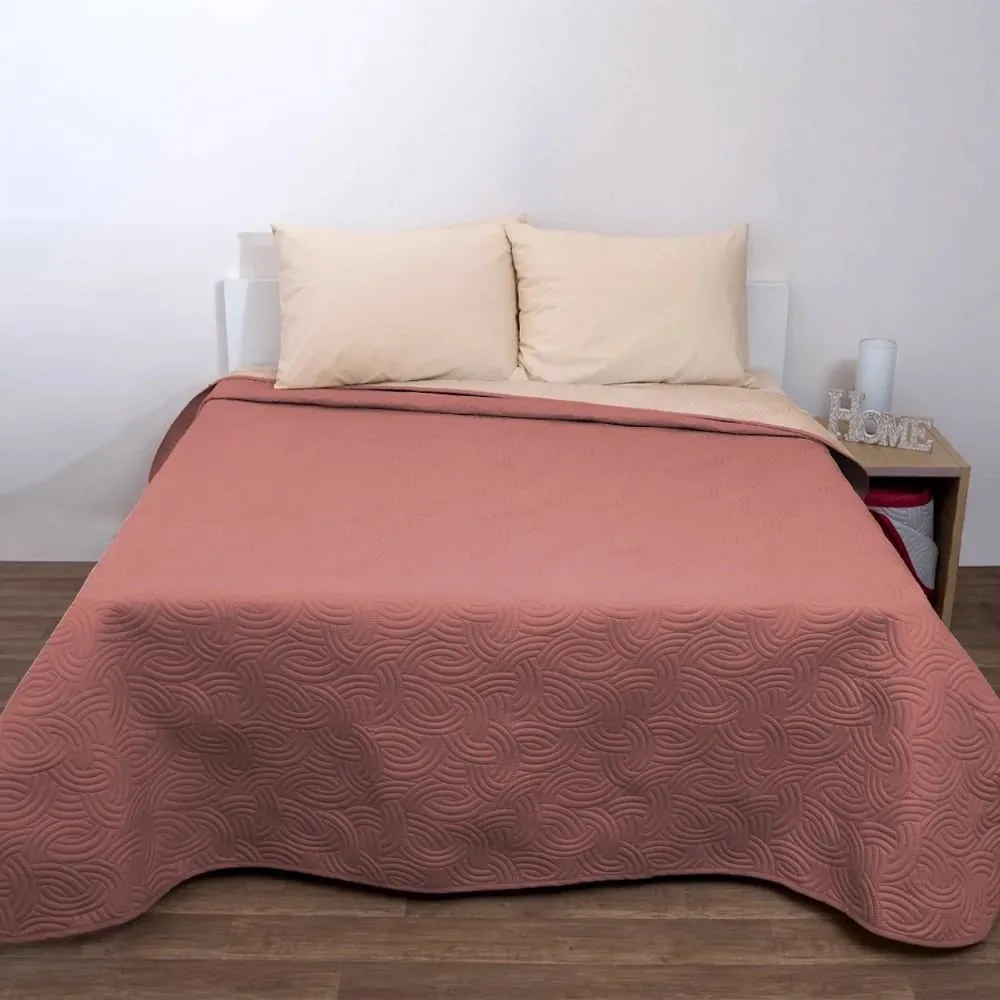 Κουβερλί Σόνικ Choco-Beige Viopros Υπέρδιπλο 220x240cm Microfiber-Polyester