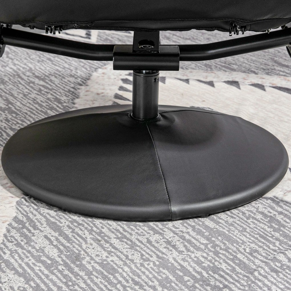 HOMCOM Σετ 2 πολυθρόνων πολυθρόνα με υποπόδιο, ρυθμιζόμενο ύψος, ρυθμιζόμενη πλάτη, Μαύρο