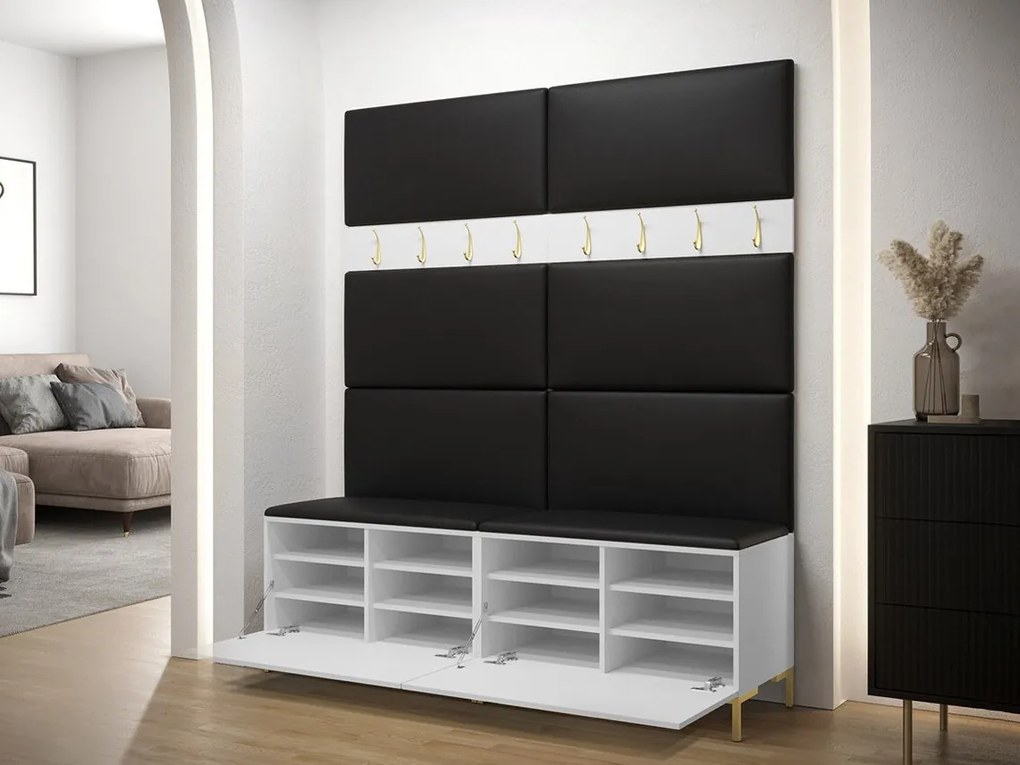 Σετ διαδρόμου Hartford F101, 196x168x46cm, 32 kg, Μαύρο, Οικολογικό δέρμα, Πλαστικοποιημένη μοριοσανίδα, Εντοιχισμένη, Τοίχου | Epipla1.gr
